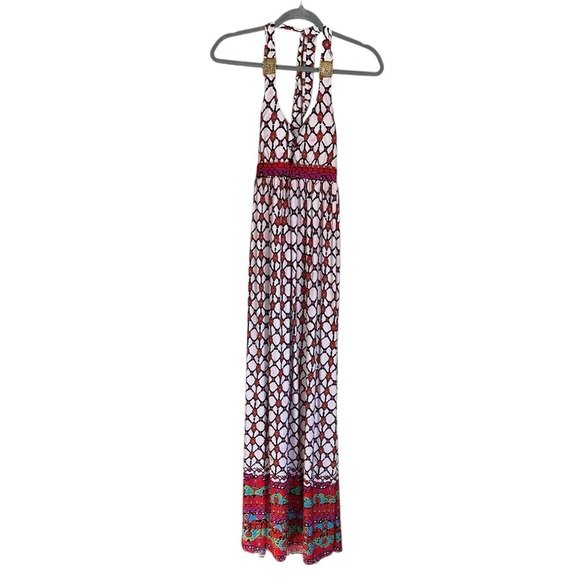 Trina Turk Maxi Long Printed Halter Venice Beach Stretchy Swim Dress Sz M - Picture 2 of 9